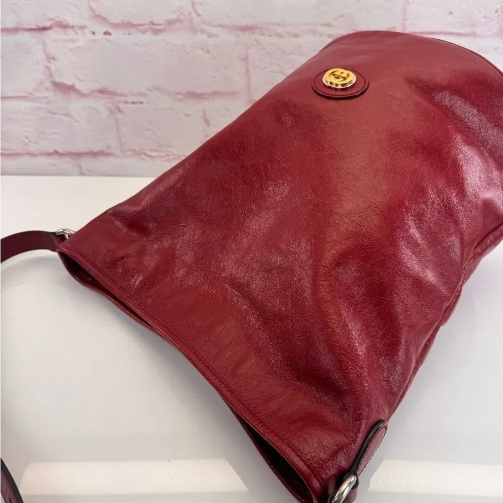 Gucci Morpheus Large Distressed Red Leather Hobo